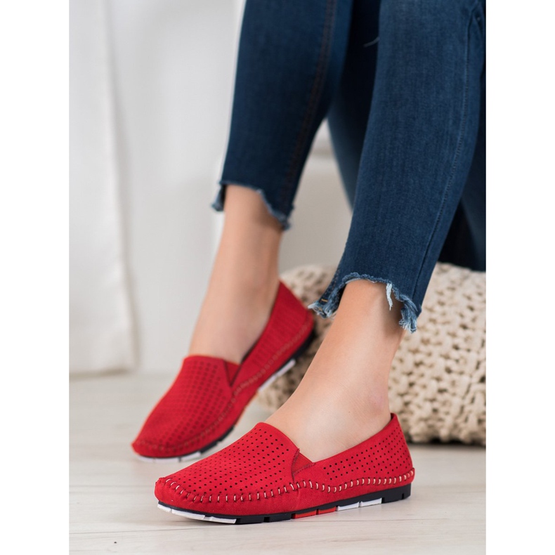 Goodin Scarpe slip-on traforate rosso 1