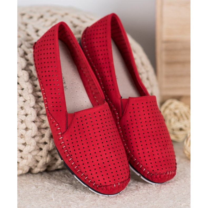 Goodin Scarpe slip-on traforate rosso 2