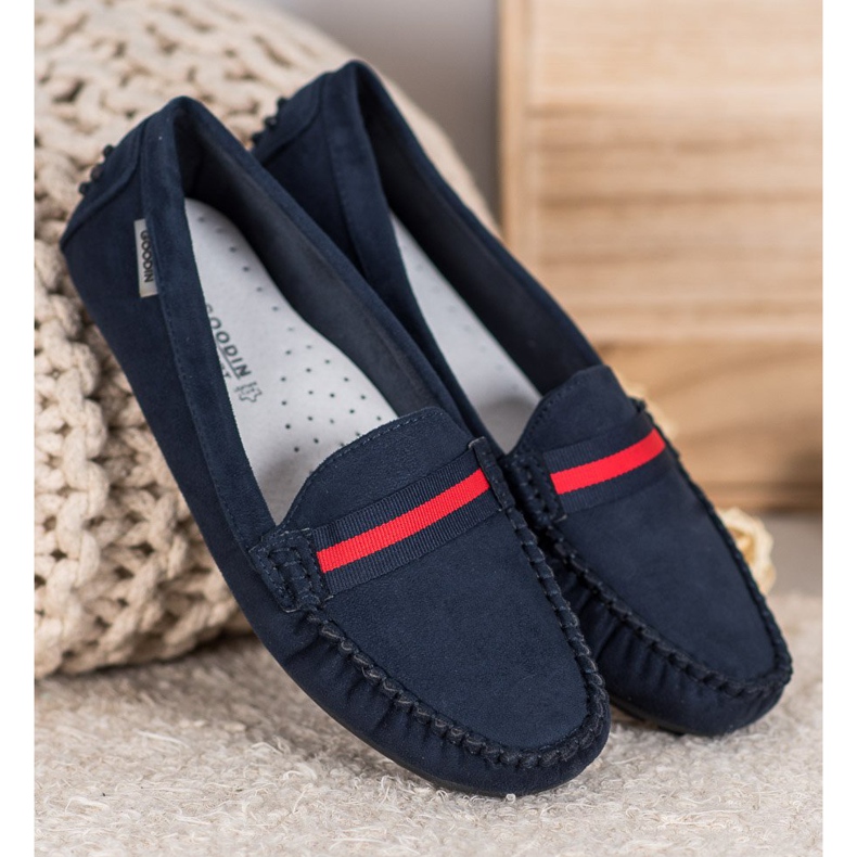 Goodin Mocassini in camoscio con cintura blu 2