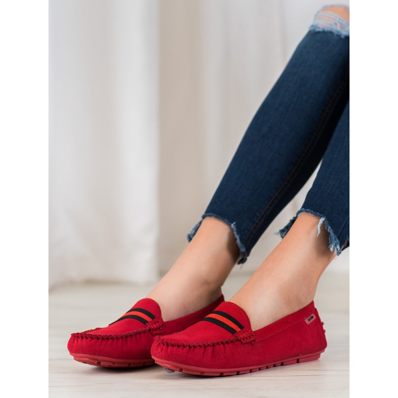 Goodin Mocassini in camoscio con cintura rosso 2