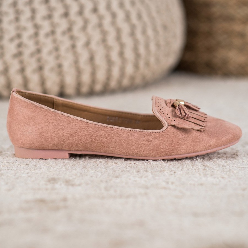 Fama Signori in pelle scamosciata con frange rosa 1