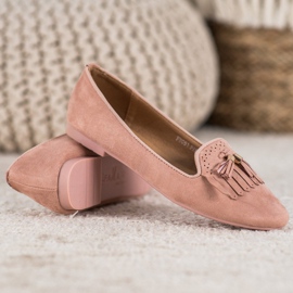 Fama Signori in pelle scamosciata con frange rosa 2