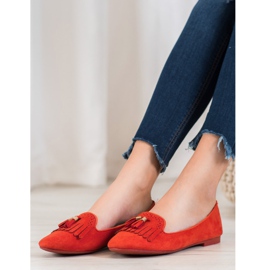 Fama Signori in pelle scamosciata con frange rosso 2