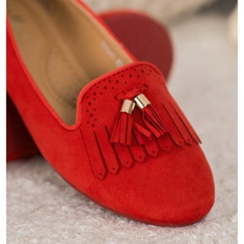 Fama Signori in pelle scamosciata con frange rosso 1