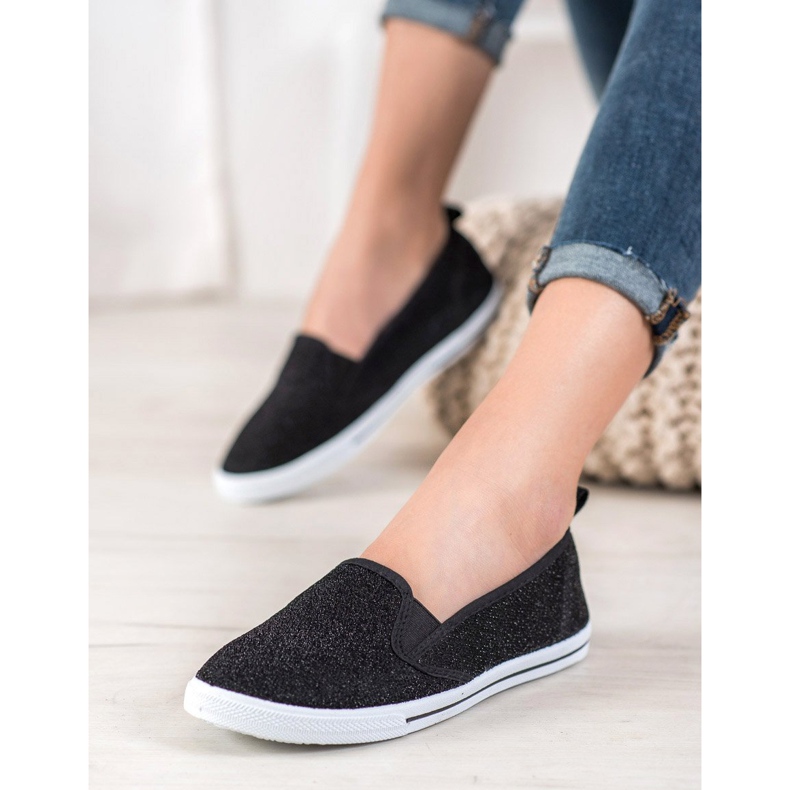 SHELOVET Scarpe Slip-on Con Glitter nero 1