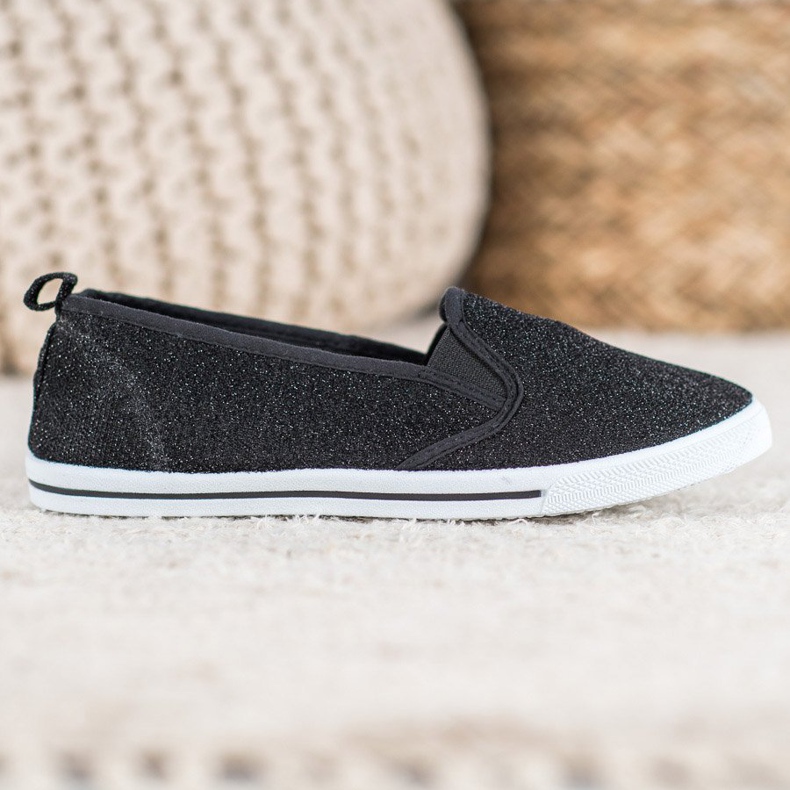SHELOVET Scarpe Slip-on Con Glitter nero 2