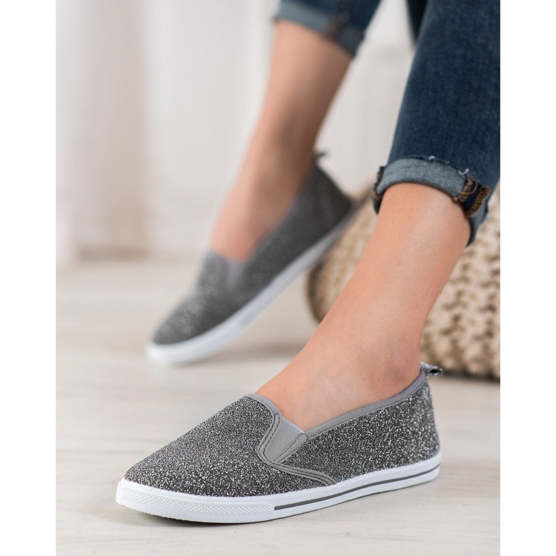 SHELOVET Scarpe Slip-on Con Glitter grigio 1