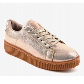 Sneakers da donna creepers dorate TL-66 d'oro 1