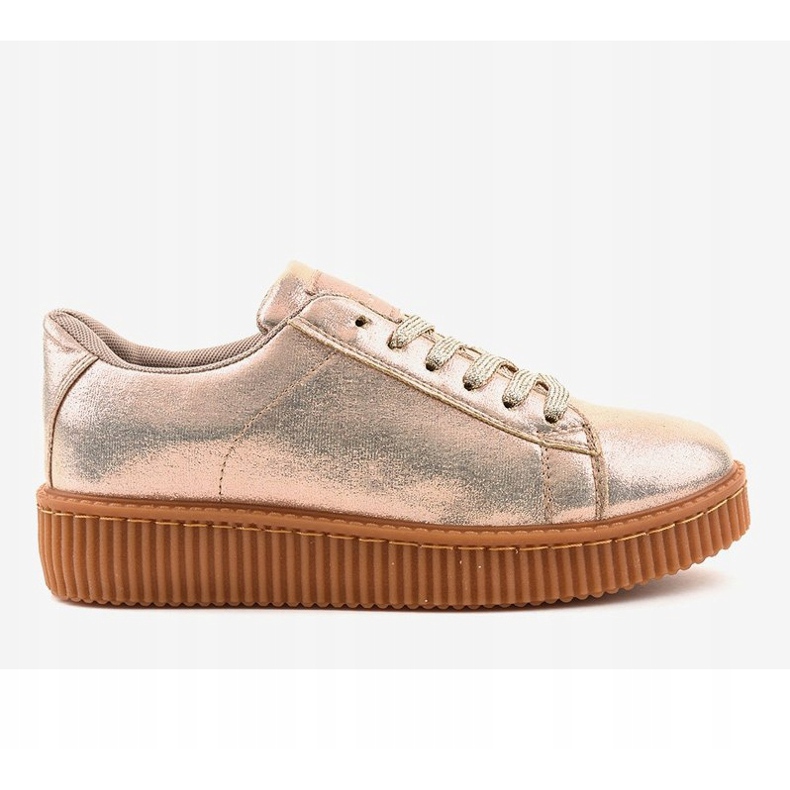 Sneakers da donna creepers dorate TL-66 d'oro 2