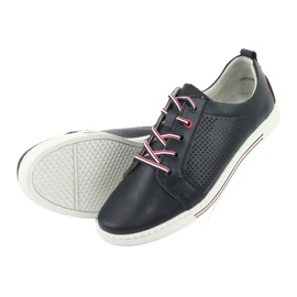 Scarpe sneakers in pelle FILIPPO DP008 rosso blu navy 5