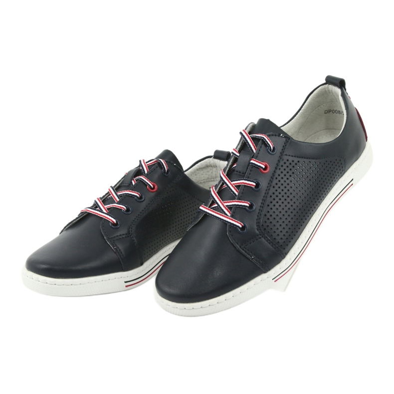 Scarpe sneakers in pelle FILIPPO DP008 rosso blu navy 3