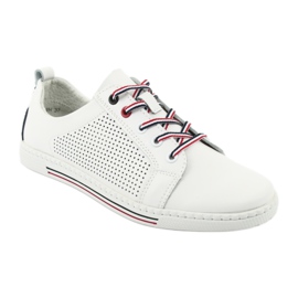 Scarpe sneakers in pelle FILIPPO DP008 bianco blu navy 1