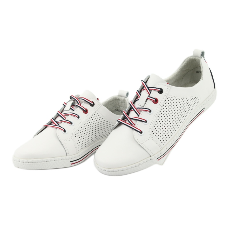 Scarpe sneakers in pelle FILIPPO DP008 bianco blu navy 3