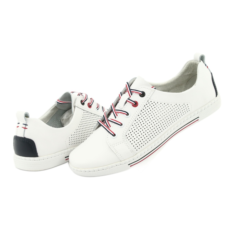 Scarpe sneakers in pelle FILIPPO DP008 bianco blu navy 4