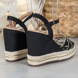 Small Swan Sandali con zeppa in pelle scamosciata nero 1