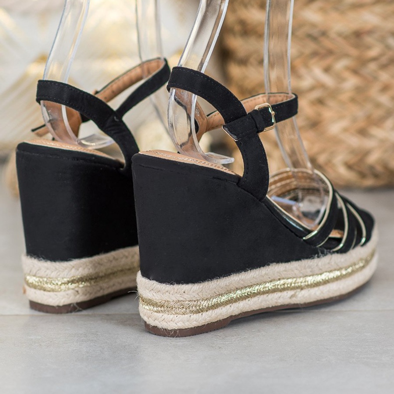 Small Swan Sandali con zeppa in pelle scamosciata nero 1