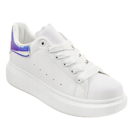 Sneakers bianche su suola spessa 650-3 bianca blu 1