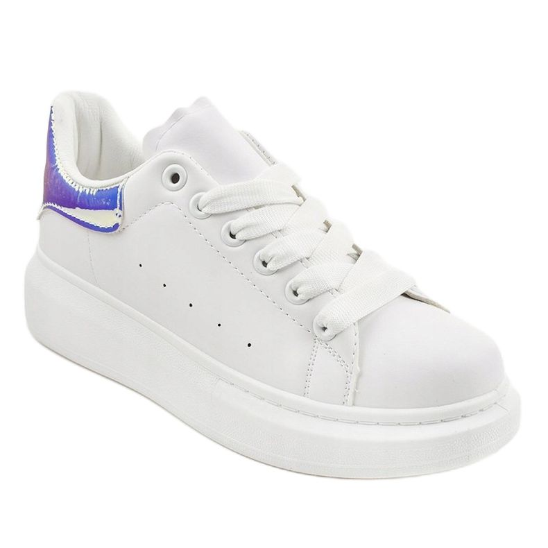 Sneakers bianche su suola spessa 650-3 bianca blu 1