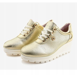 Sneakers con zeppa alla moda dorate JFL662-2 d'oro 1
