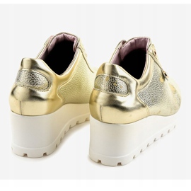Sneakers con zeppa alla moda dorate JFL662-2 d'oro 2