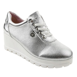 Sneakers con zeppa alla moda argento JFL662-2 grigio 1
