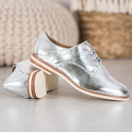 SHELOVET Scarpe argento con ecopelle grigio 1