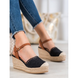 Small Swan Espadrillas con zeppa marrone nero 1