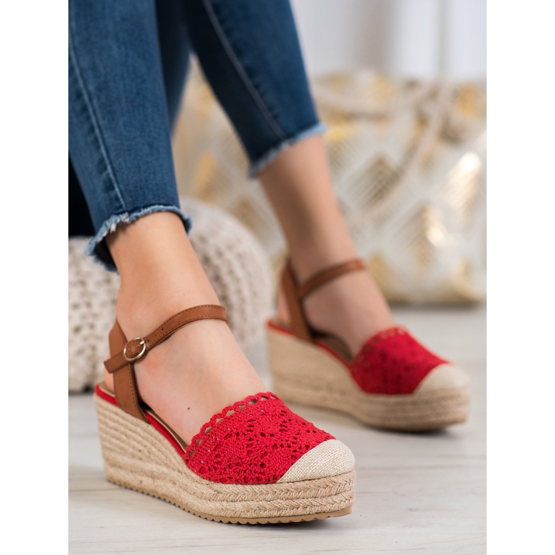 Small Swan Espadrillas con zeppa marrone rosso 2
