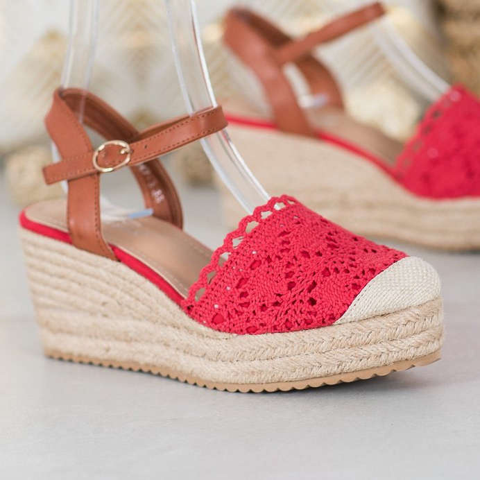 Small Swan Espadrillas con zeppa marrone rosso 1