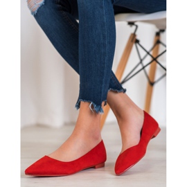 SHELOVET Ballerina In Pelle Scamosciata In Spitz rosso 2