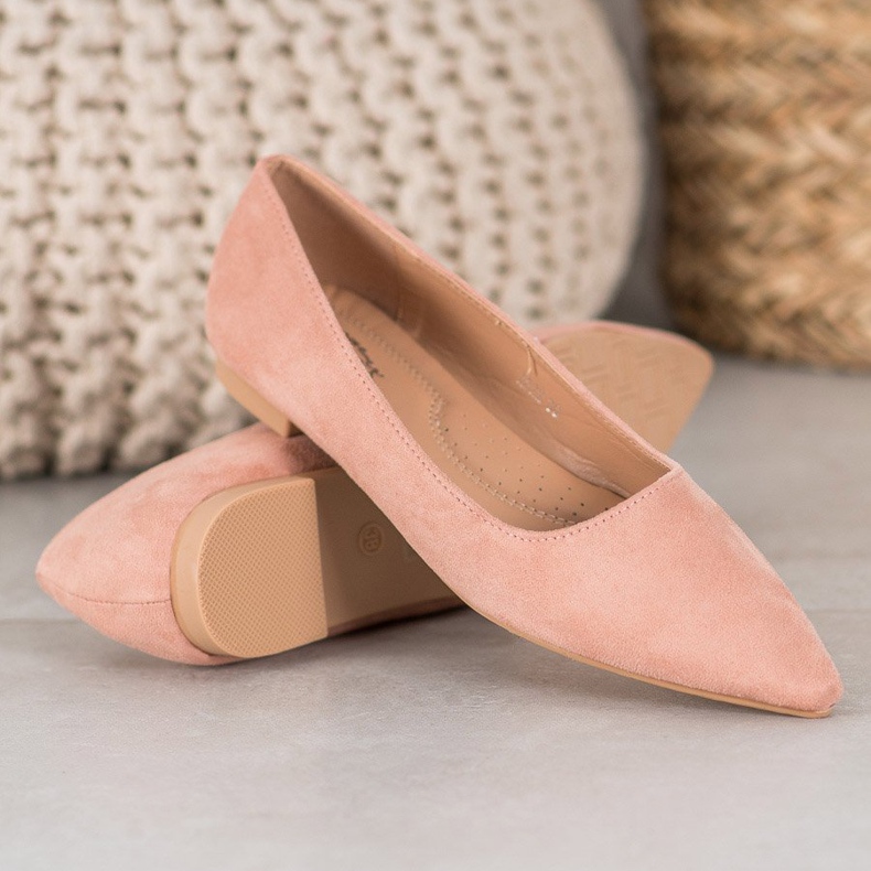 SHELOVET Ballerina In Pelle Scamosciata In Spitz rosa 1
