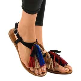 Sandali neri con frange 8839-194 nero 1