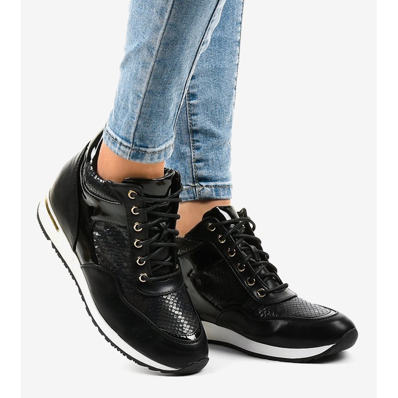 Sneakers nere con zeppa S0075-1 nero 2