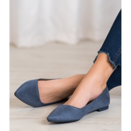 SHELOVET Ballerina In Pelle Scamosciata In Spitz blu 2