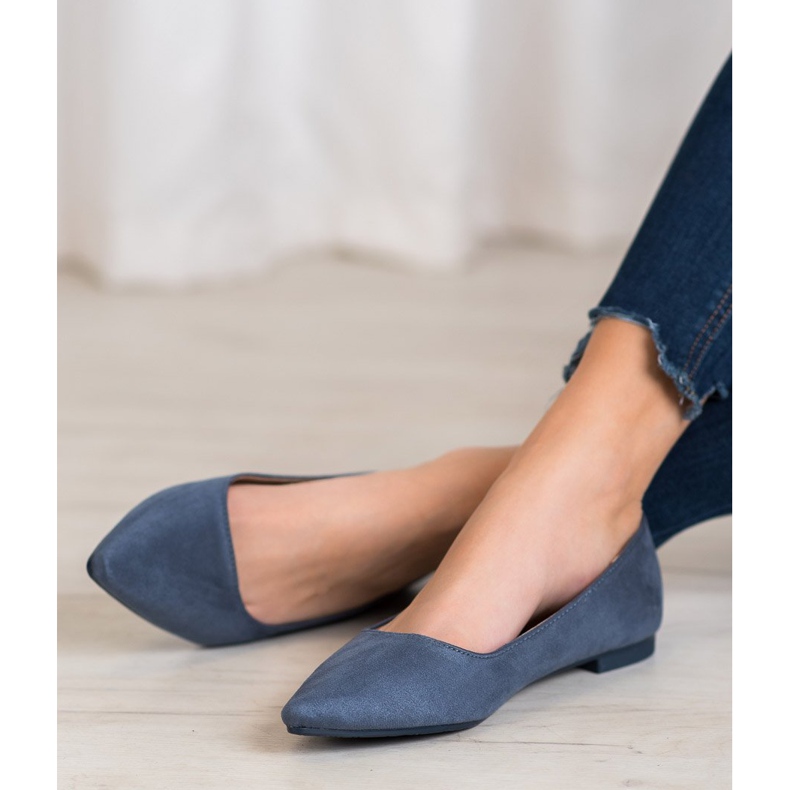 SHELOVET Ballerina In Pelle Scamosciata In Spitz blu 2