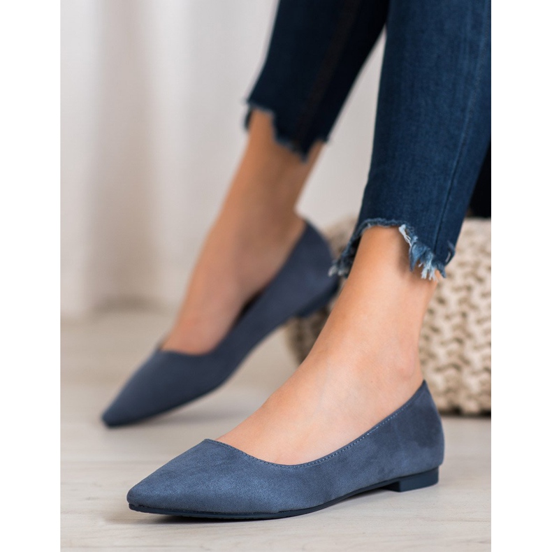 SHELOVET Ballerina In Pelle Scamosciata In Spitz blu 1
