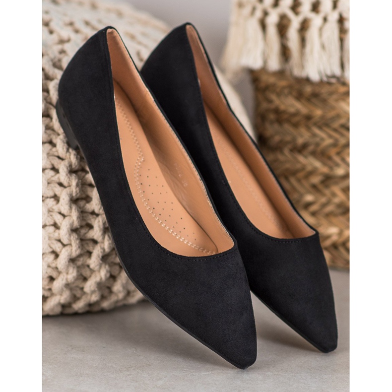 SHELOVET Ballerina In Pelle Scamosciata In Spitz nero 2