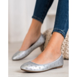 Fama Ballerine con motivo traforato grigio 1