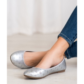 Fama Ballerine con motivo traforato grigio 2