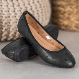Fama Ballerine con motivo traforato nero 1