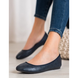 Fama Ballerine con motivo traforato blu 1