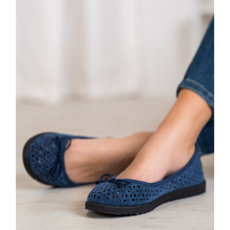 SHELOVET Ballerina traforata con fiocco blu 2