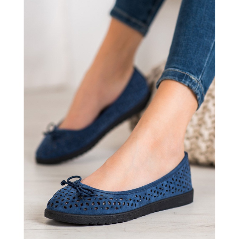 SHELOVET Ballerina traforata con fiocco blu 1