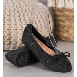 SHELOVET Ballerina traforata con fiocco nero 1