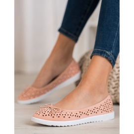 SHELOVET Ballerina traforata con fiocco marrone 1