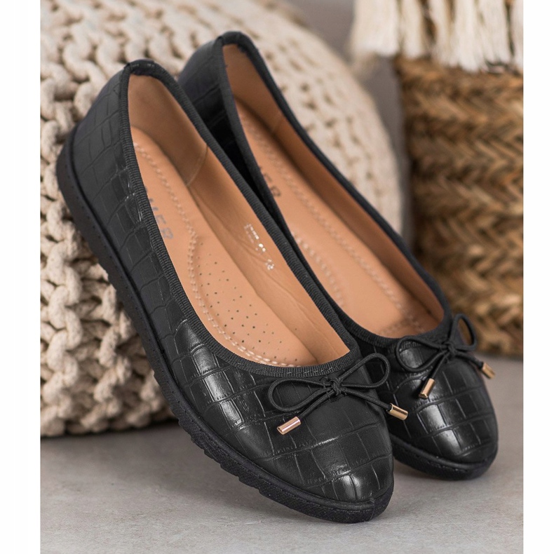 SHELOVET Ballerine in ecopelle nero 1