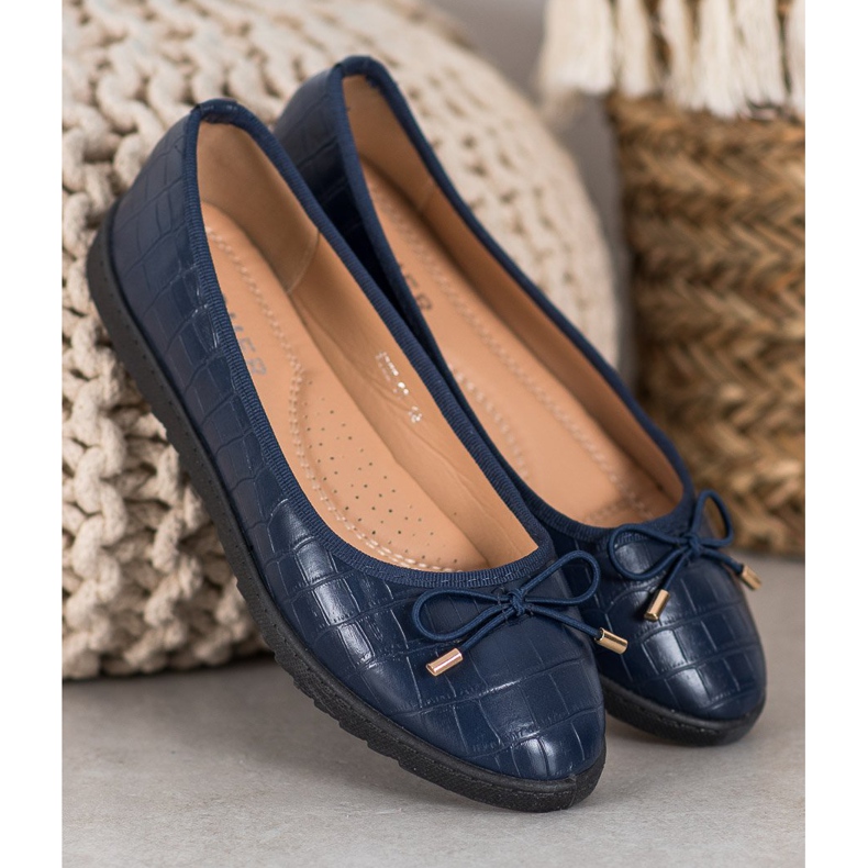 SHELOVET Ballerine in ecopelle blu 2