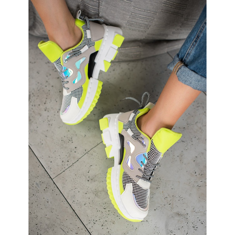 Seastar Sneakers alla moda con effetto olografico multicolore giallo 2