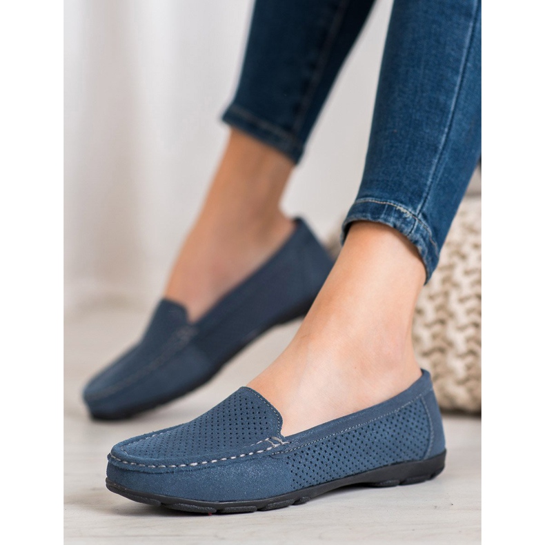 Mocassini In Pelle Con Glitter VINCEZA blu 2