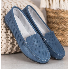 Mocassini In Pelle Con Glitter VINCEZA blu 1
